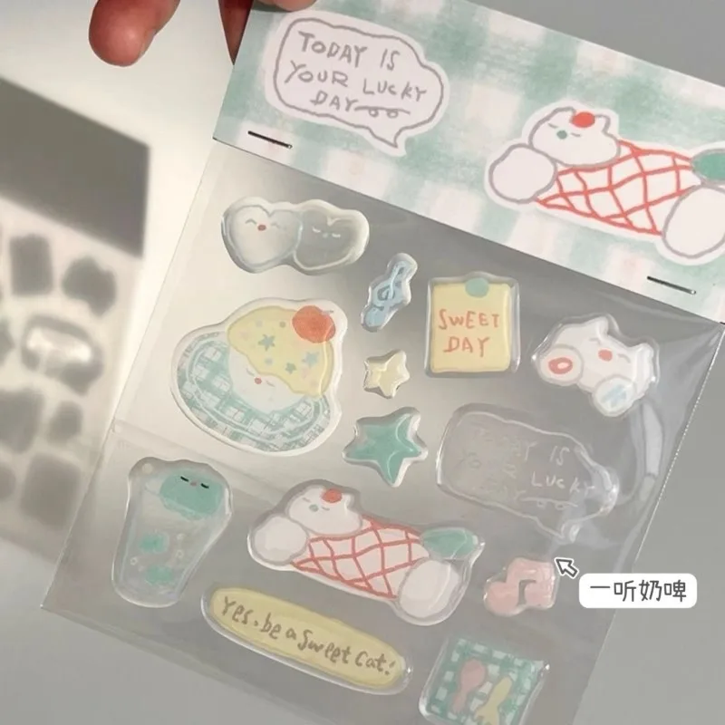 Jelly DIY Stickers Korean Ins Style Little Black Cat Jelly Stickers Camera Mobile Phone Computer Glue Luggage Stickers