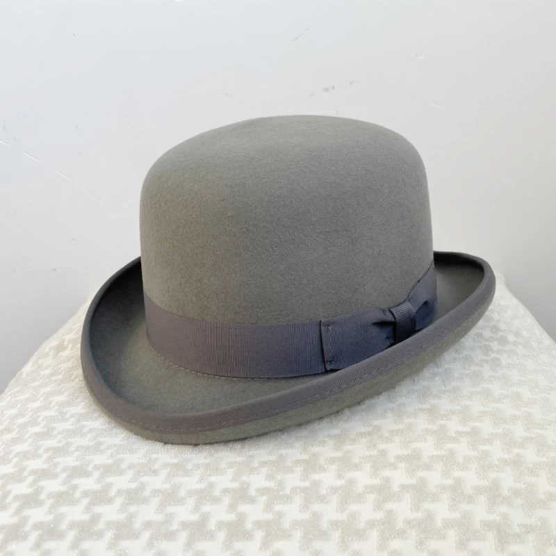 Bowler Derby 100% Pure Wool Theater Quality Hat For Men Women Vintage Costumes In Brown Gray White Color