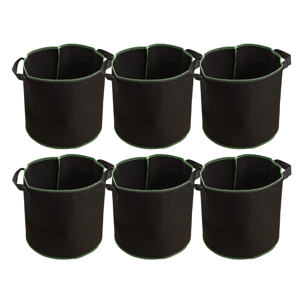 

6pcs Planting Buckets Seedling Bags Non-woven 4 Gallon 16L 28x26 Handles Vegetable Gardening Nursery Pouches Growing Bags