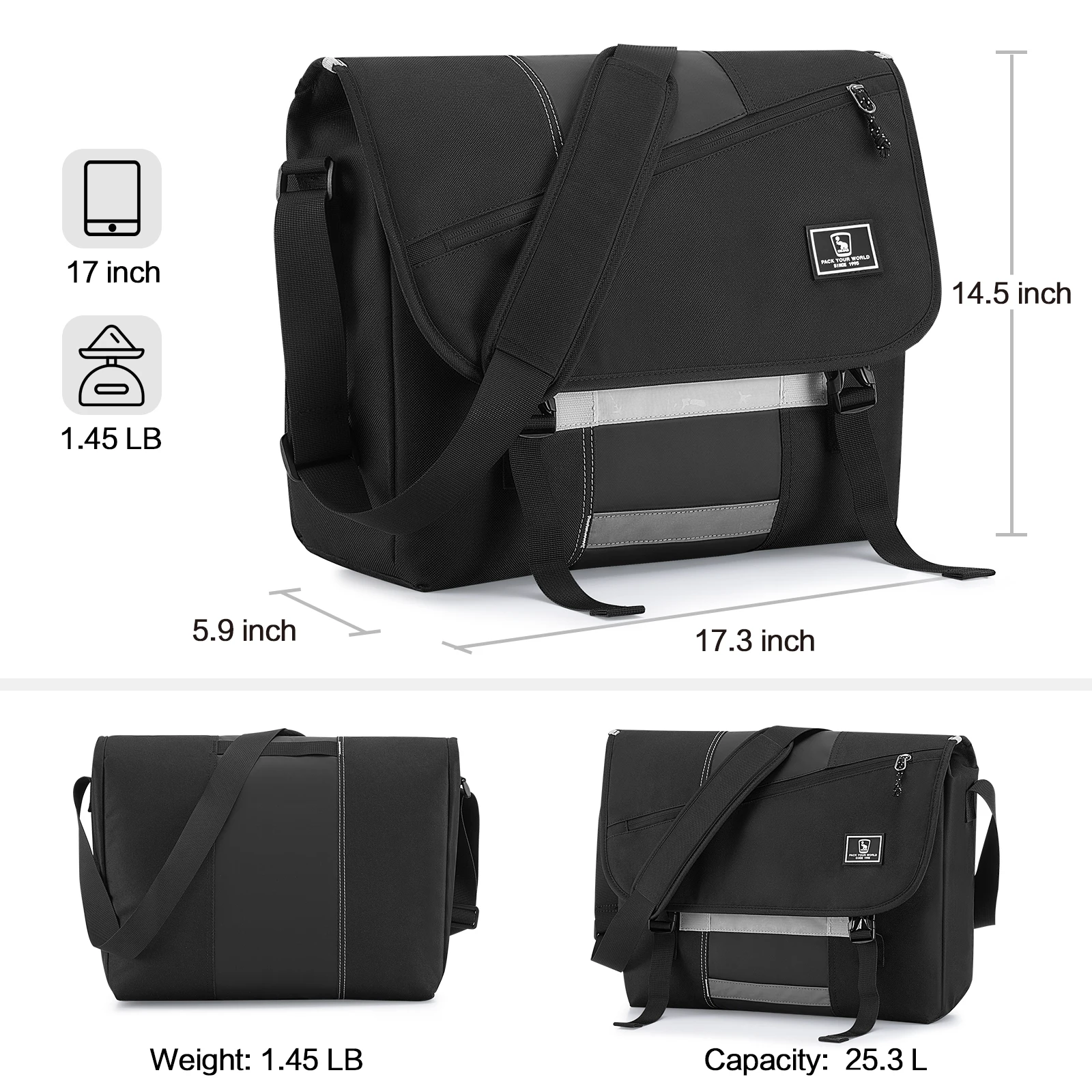 OIWAS 17 Inch Laptop Men Messenger Bags Fashion Business Travel Shoulder Bag Men's Canvas Briefcase Male Crossbody Bag Handbag