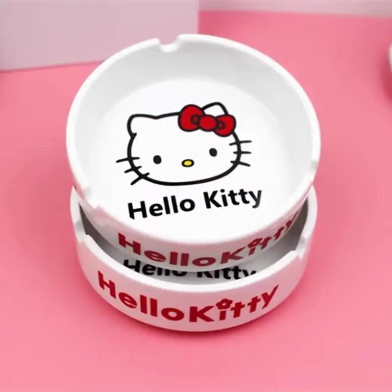 Cute Sanrio Anime Ceramic Ashtray Cartoon Hello Kitty Home Living Room Bedroom Office Cool Girls Ceramic Ashtray