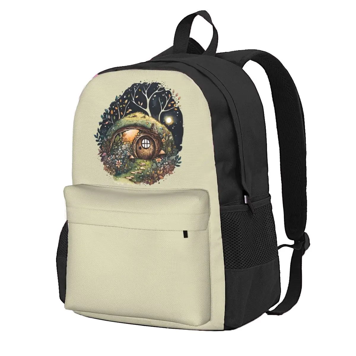 

A Halfling Home - Watercolor Art Student Backpack School Bag Hiking Travel Daypack for Boys Girls Fashion Bookbag Shoulder Bags