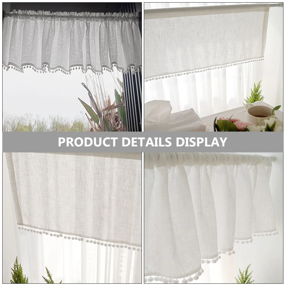 

1Pcs Short Curtain Window Drape Home Decor Cotton Balls Natural Light Diffuser for Bedroom Living Room Nursery Ethnic Style