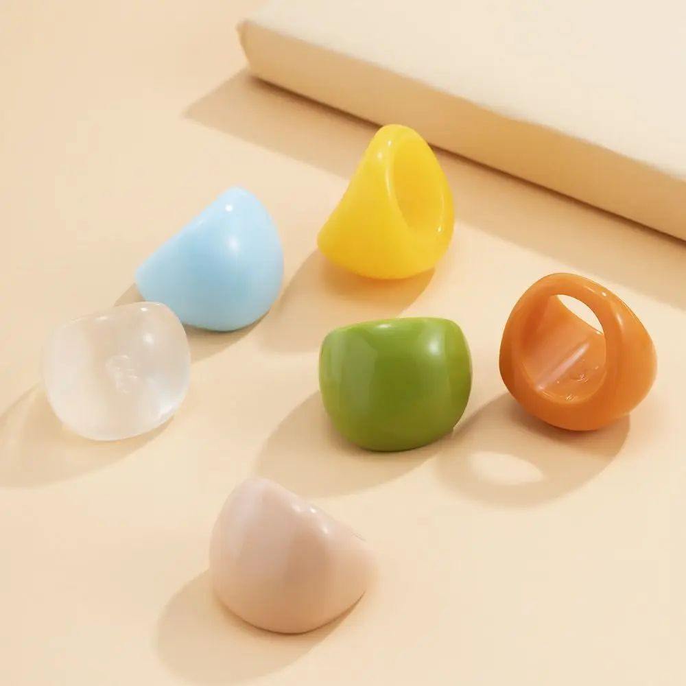 Bijoux de main : Bague géométrique classique en acrylique exagérée, couleur bonbon en résine, grande dôme, bague unie, cadeaux de bijoux
