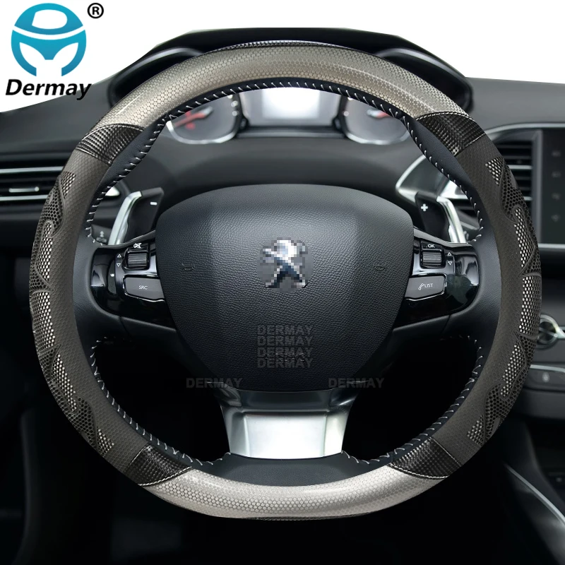 for Peugeot 308 2014~2020 II T9 308 SW CC Car Steering Wheel Cover Silica Gel PU Leather Non-slip Massage Auto Accessories