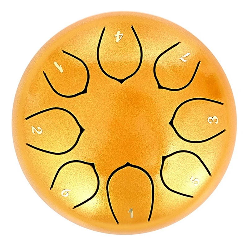 

6 Inch 8 Tone Steel Tongue Drum Handpan C Key Gold Ethereal Drum Tambourine Children Beginner Music Drums Percussion Instruments