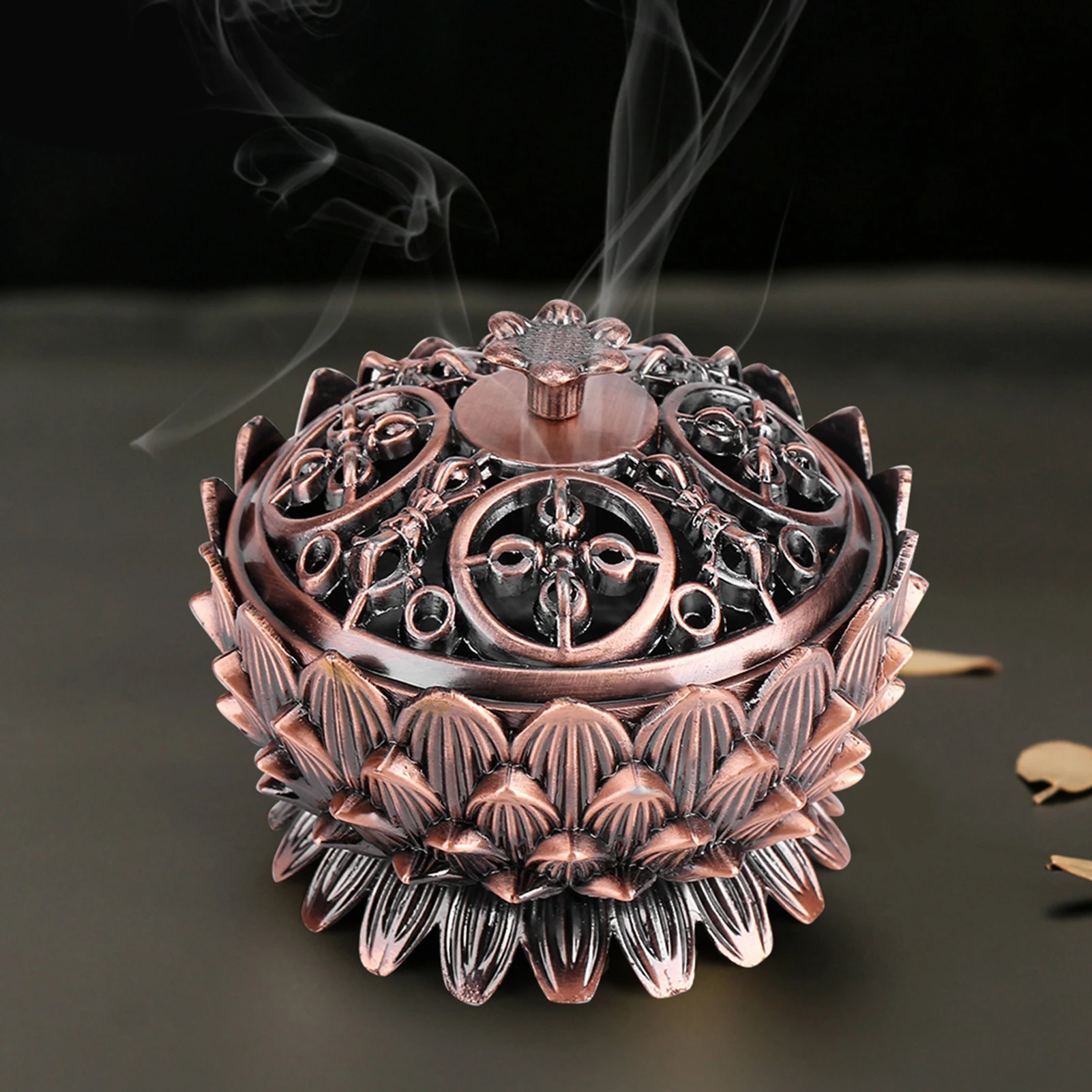 7 x 5cm Tibetan Lotus Incense Burner Alloy Bronze Mini Incense Burner Incensory Metal Craft Home Decor ﻿