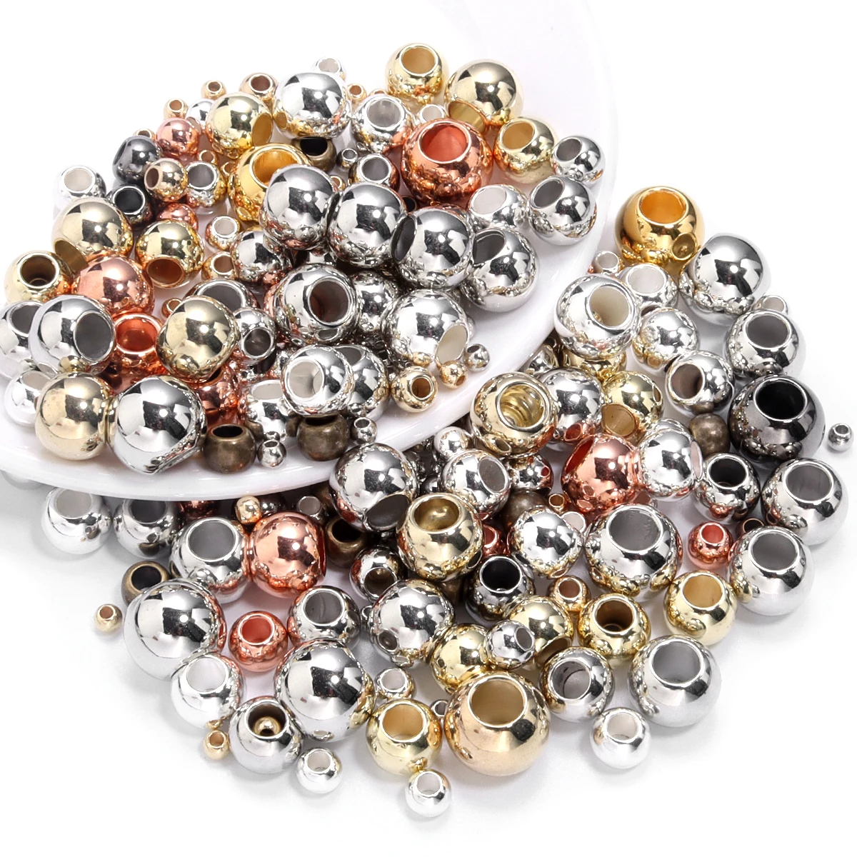 20-100 teile/los CCB Große Loch Perlen 4/5/6/8/10/12/14mm Runde Ball Lose Spacer Perlen Für DIY Schmuck Machen Armband Halskette – Detail 7