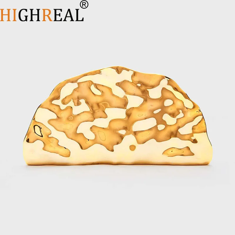 

New Acrylic Shell Shape Clutch Bag Gold Women Evening Party Cute Metal Shiny Purse Handbag Wholesale Clutch Bag