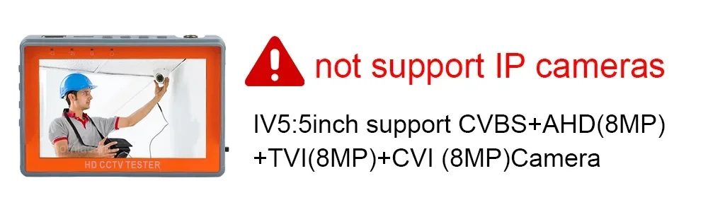 CCTV Tester 5 Inch LCD Screen 8MP HD AHD Tester Monitor TVI CVI CVBS Support UTP PTZ Audio Test IV5 Portable Tool