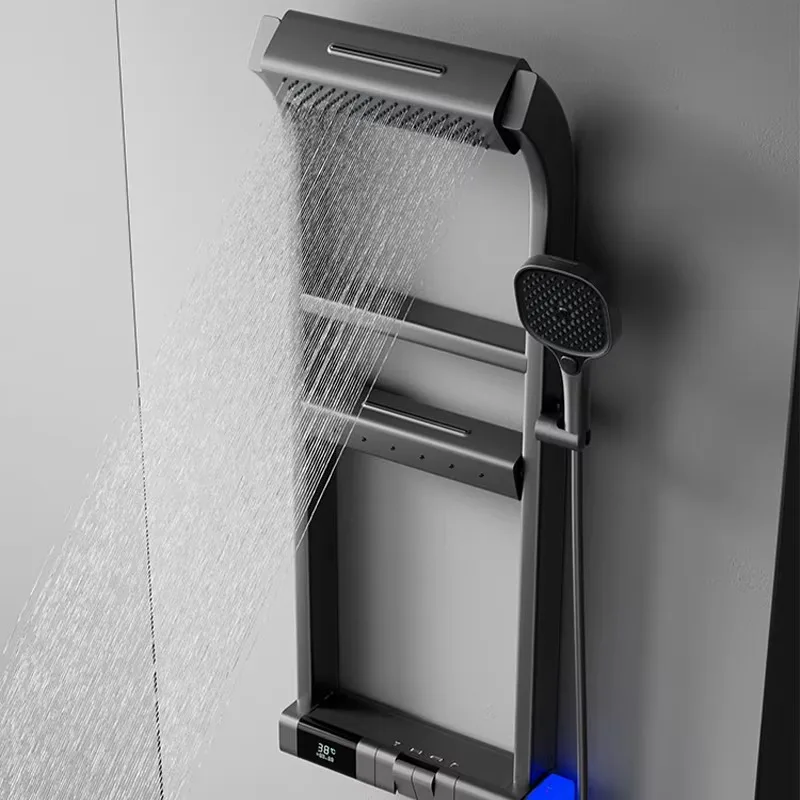 Nouveau système de douche à poignée unique de Style moderne de luxe, ensemble de salle de bains en Chrome poli, robinet thermostatique, pulvérisation douce de pluie