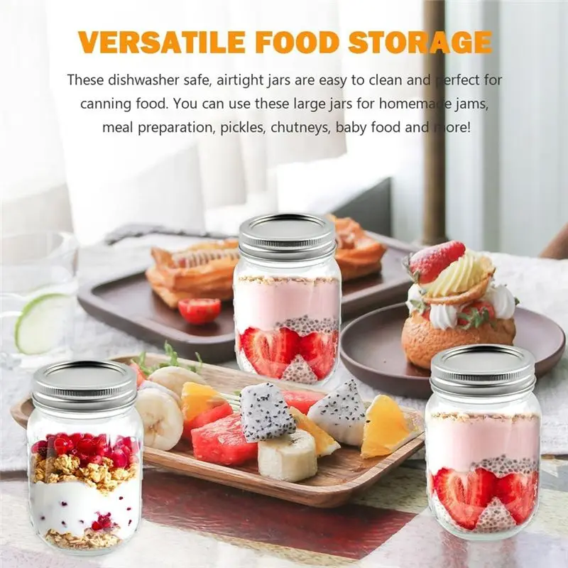 DT39 48 PCS Regular Mouth Mason Jar Lids and Rings, Reusable Leakproof Canning Lids with Silicone Seals