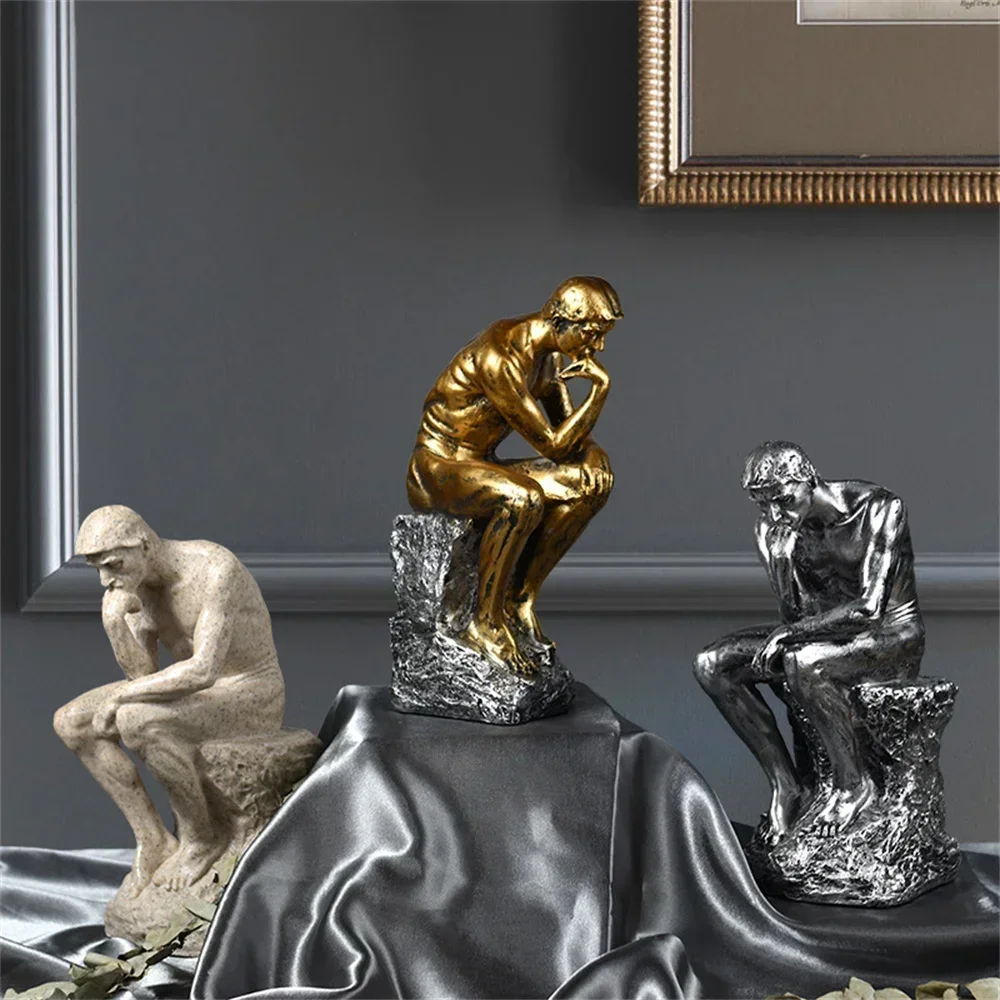 

Resin Sandstone Thinkers Statue Retro Creative People Ornaments Home Decorations Accessories Handmade Crafts Gifts