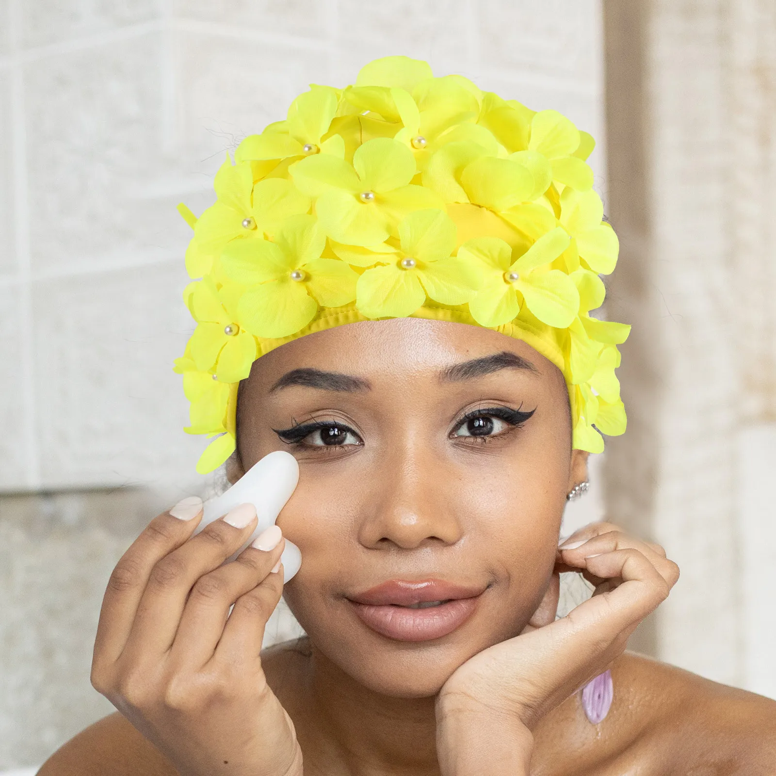 

Floral Swim Hat Women Durable Practical Fashionable Long Short Hair Protection for Swimming Bathing Spa Swimming Cap for Women