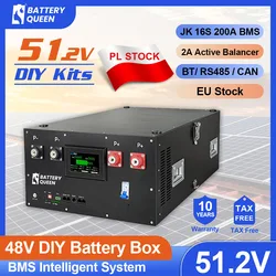 Presale DIY 48V LiFePO4 Battery Case Kits with JK 16S 200A Smart BMS 51.2V DIY Kits 280ah BT LCD 2A Active Balancer for Solar