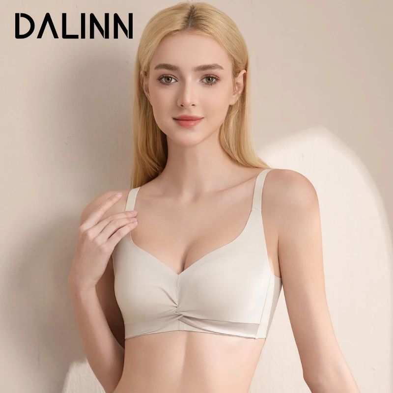 

Woman Bra, 100%Real Silk lining, 3/4 Cup, Comfortable Female Underwear, Wire Free, 2025 New Brassiere, Beige, Brown