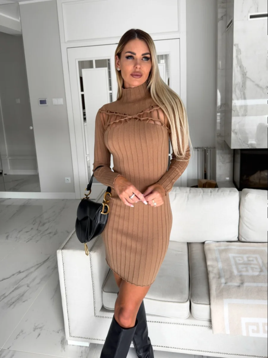 مثير الجوف خارج سليم صالح طويل Sve الدكتور المرأة عالية الياقة Bodycon الدكتور ربيع الخريف جديد وصول Bla Ele Dr
