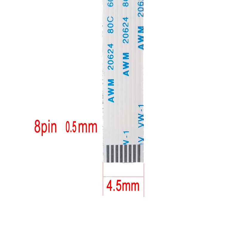 8Pin 0.5mm Pitch FFC FPC AWM 20624 80C 60V VW-1 A B Type Flat Flexible Cable 60/100/150/200/250/300/400mm
