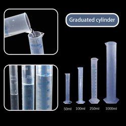 1pcs 50ml/100ml/250ml/1000ml Set Of Transparent Plastic Graduated Cylinder Hexagonal Bottom Trial Test Liquid Tube Laboratory To