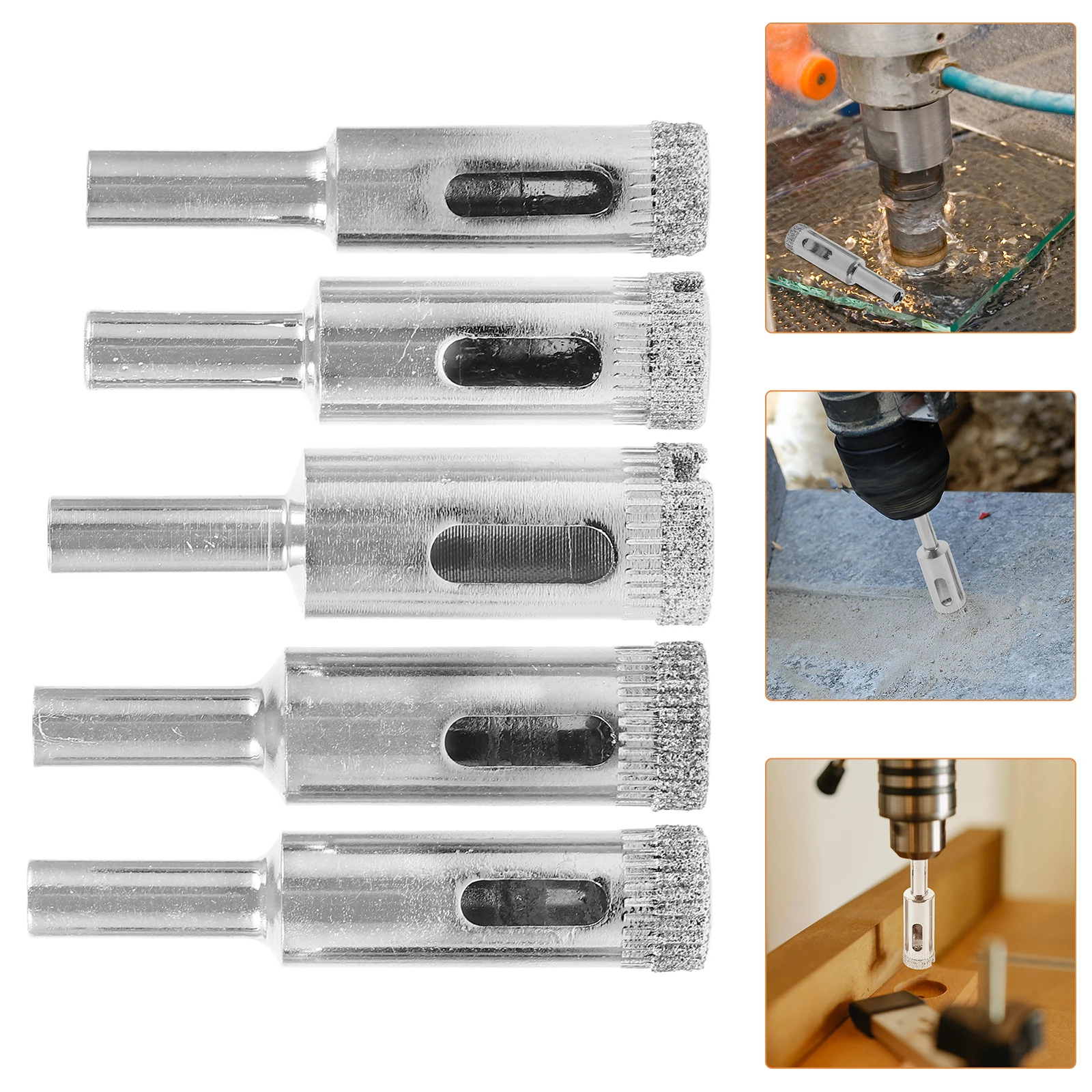

5pcs Concrete Drill Bits Eccentric Metal Durable Precision Hole Drilling Tool For Glass Wall Machine Use Storage