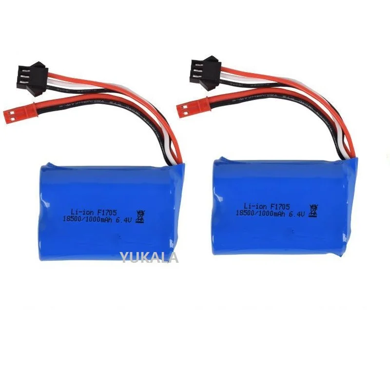 6.4v 1000mAh 15C 18500 akumulator litowo-jonowy wtyczka JST/6.4V ładowarka USB do wltoys A303 A313 A323 A333 1/12 szybki części do samochodów