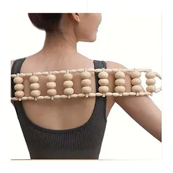 1 PC Wood Massage Roller, Wooden Therapy Cellulite Massage Tools, Wood Manual Back Massager Roller Rope for Leg Back Pain Relief