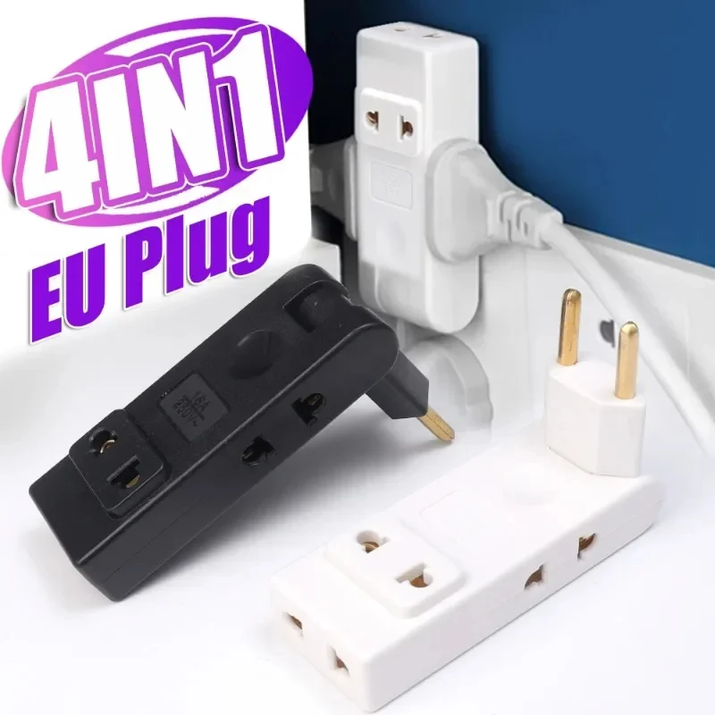 4 in 1 Wall Outlet Extension EU Electrical Socket 180 Degree Plug Adapter Canada Mexico Travel Aadapter Portable Power Converter