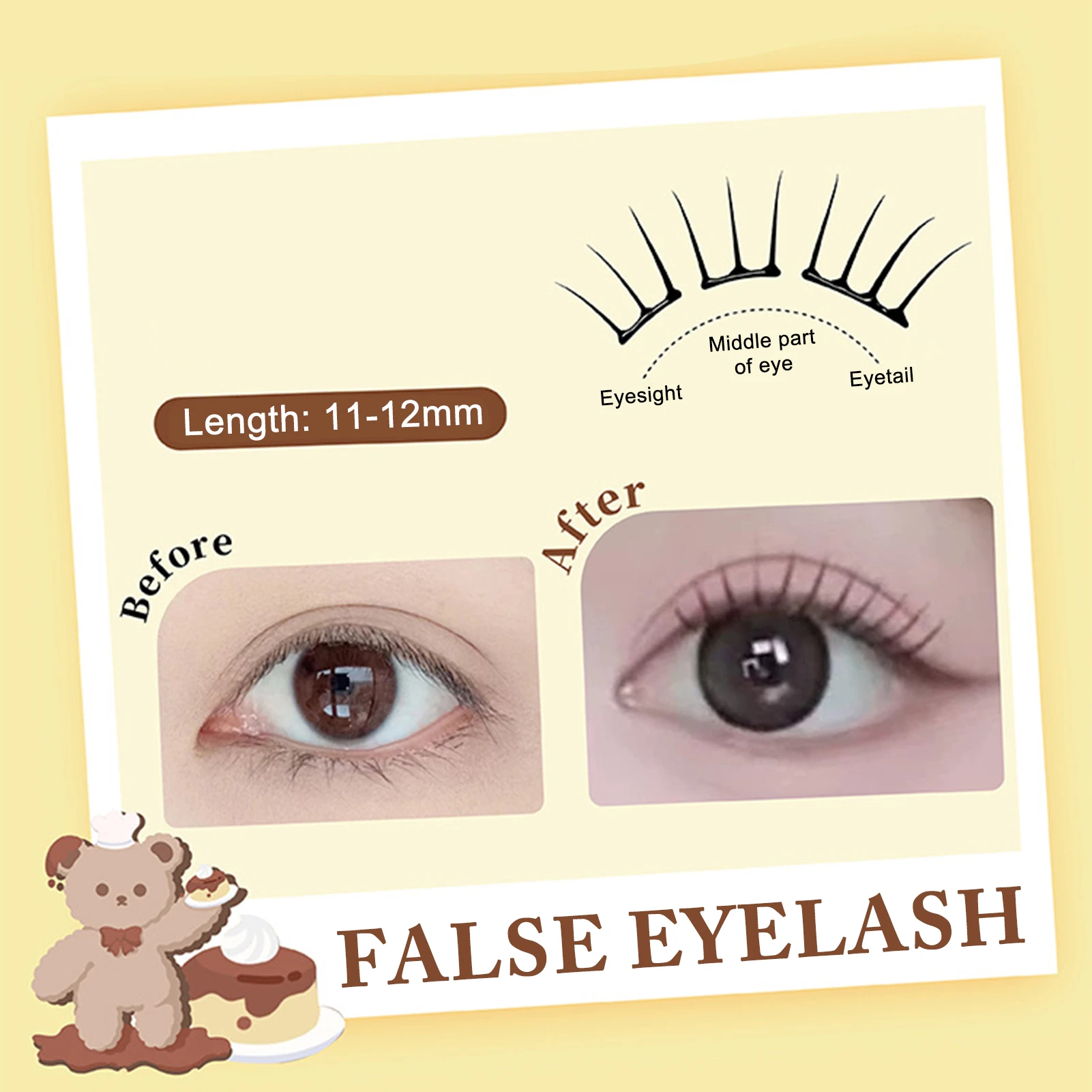 Faux-cils sans colle, 6 rangées de 11 à 12mm, noirs, naturels, vaporeux, sans colle, Extension de cils, bande dessinée coréenne en forme de U