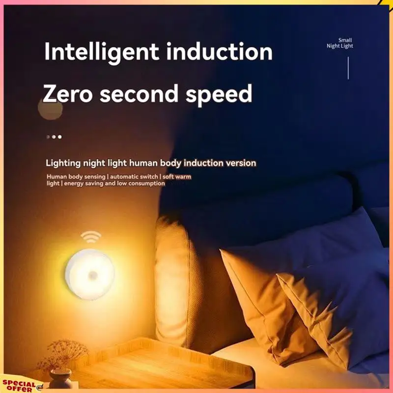 ABFI Lampka nocna z czujnikiem ruchu Lampka nocna z akumulatorem Bezprzewodowa dioda LED Ręczny kij Oświetlenie stolika nocnego w kuchni