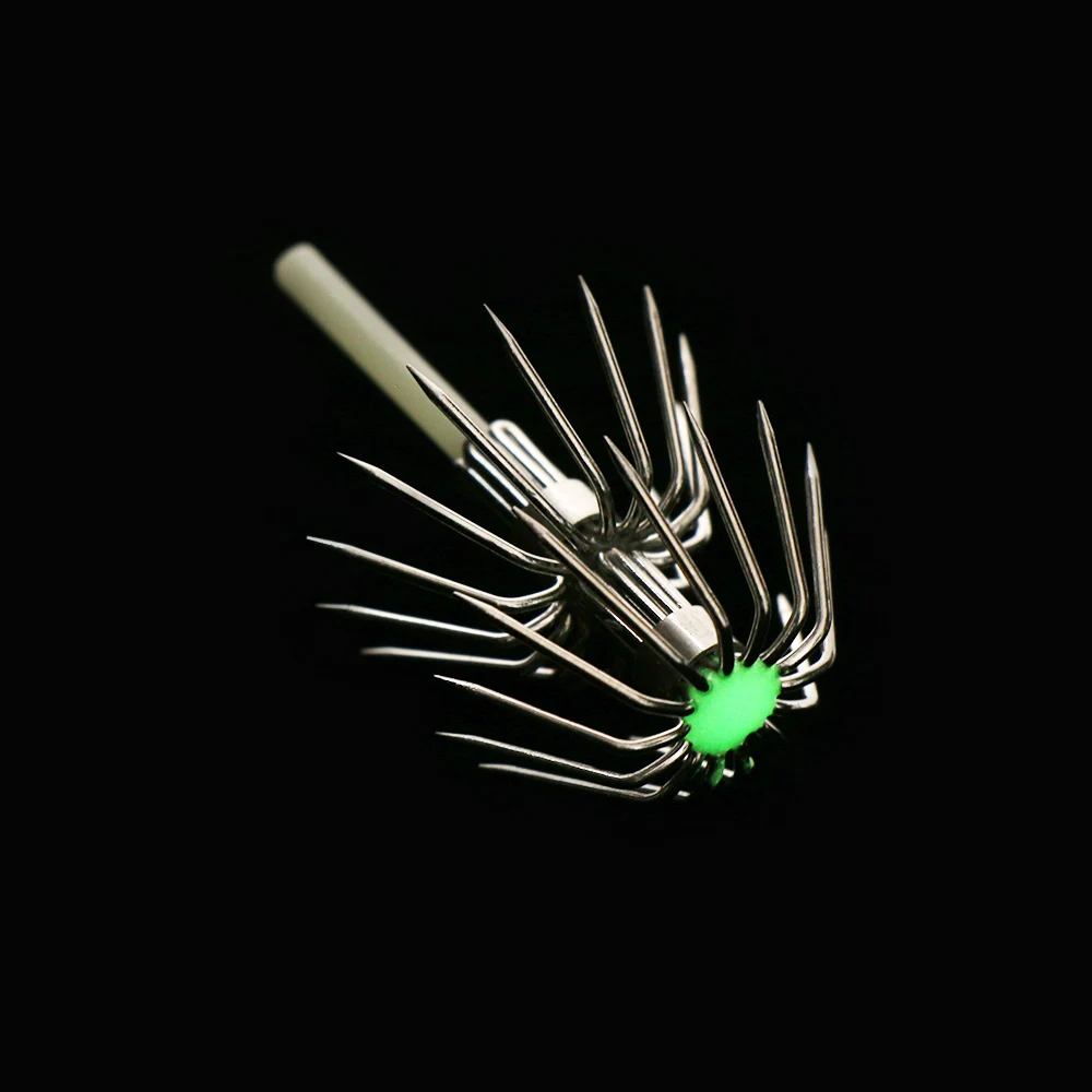 Hameçons de pêche double couche en acier inoxydable, hameçon parapluie, calmar, seiche, poulpe, vente en gros, accessoires, 5 pièces