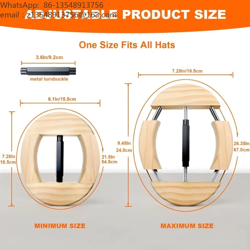 Adjustable Wooden Hat Stretcher, Retain Hat Shape, Anti-deformation Support for Baseball Caps Cowboy Hats