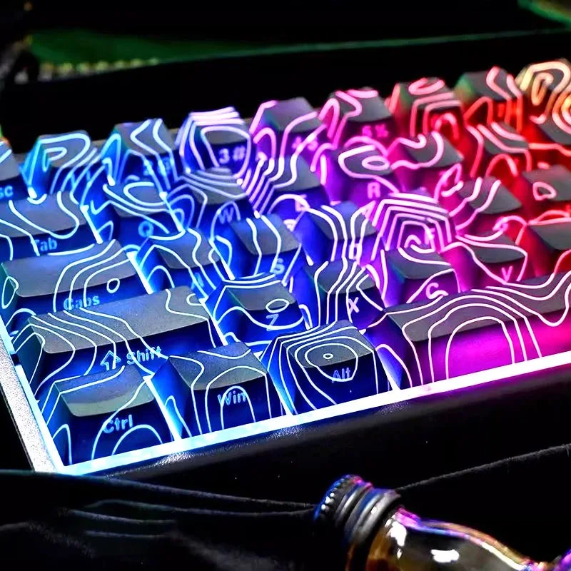 97-Mechanical Gaming Keyboard Key Caps For Magnetic Switch F75 GMK87-97 Key Set- Contour 4.0 Side Engraved PBT Translucent Des