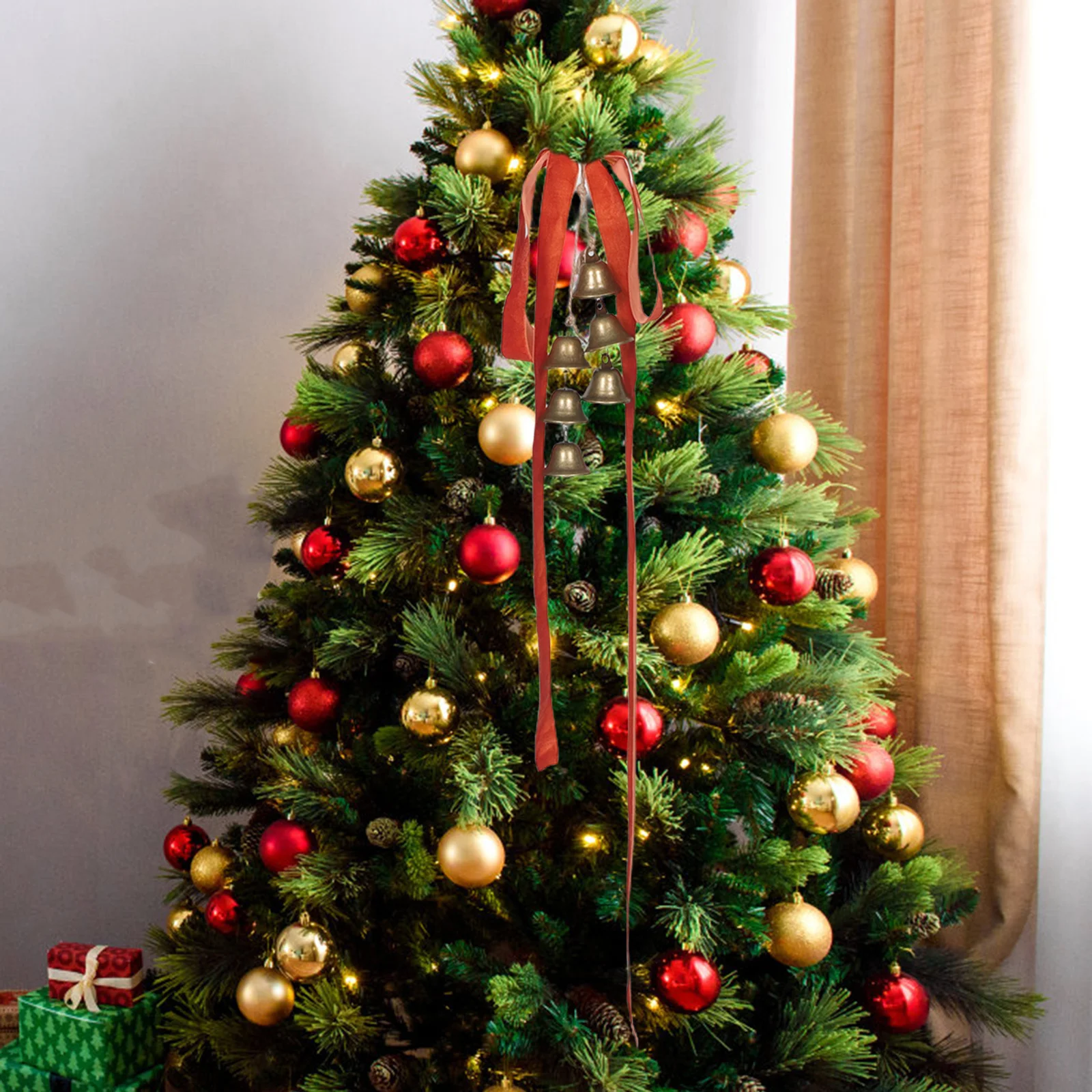 

2set Christmas Decorations Large Vintage Rustic Xmas Door Wall Hanging Metal Wind Bells For Holiday Party Garden