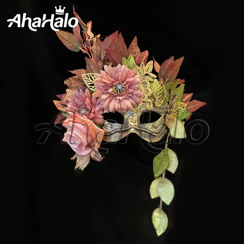 Masquerade Mask for Women Colorful Flower Masks Half-Face Mask Ball Party Mardi Gras for Women Cosplay Party Face Accessory