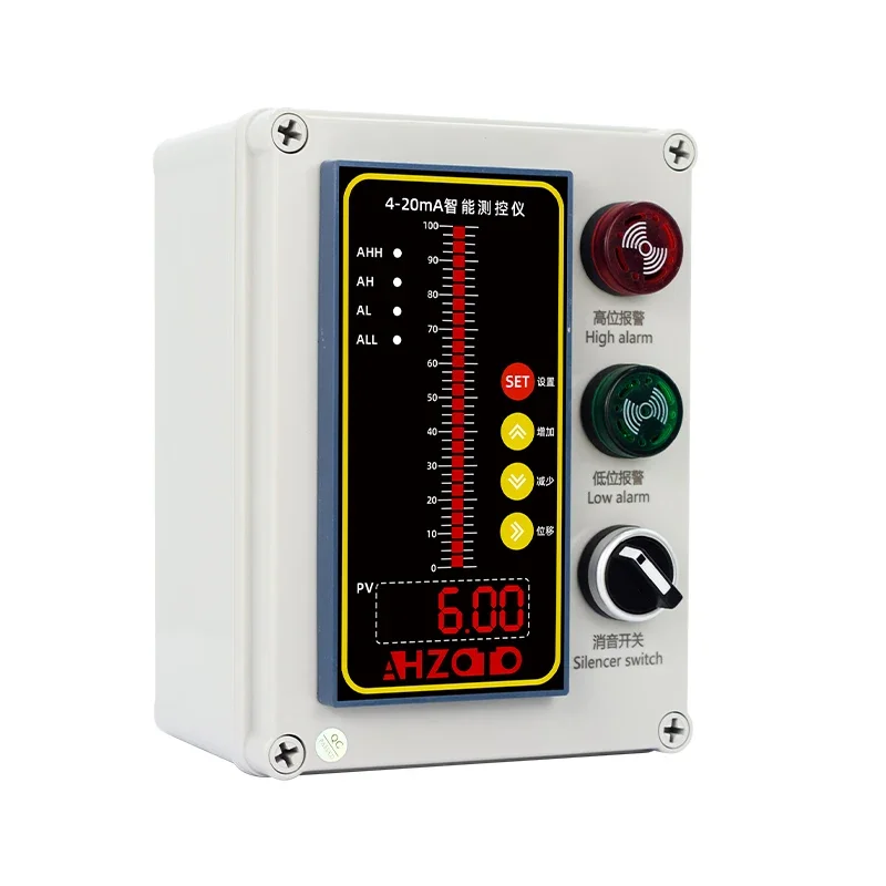 Liquid Level Display Control Box Waterproof Integral Level Transmitter Controller Input 4-20mA Water Level Alarm Tank