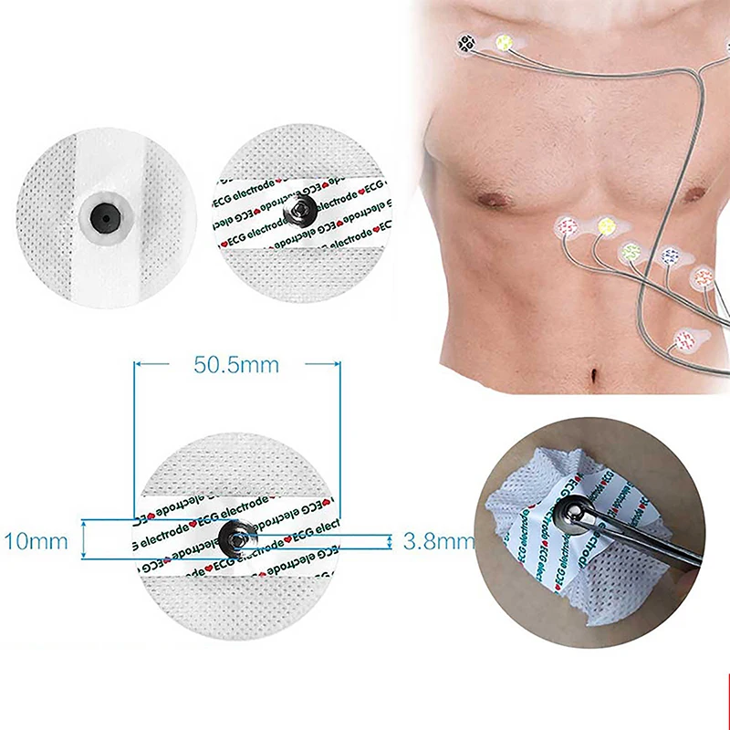 Patch d'Électrode Médical Non Tissé, Électrocardiogramme, Éthicateur Musculaire, Poulet ECG, Accessoires EKG, 50 Pièces/Sac