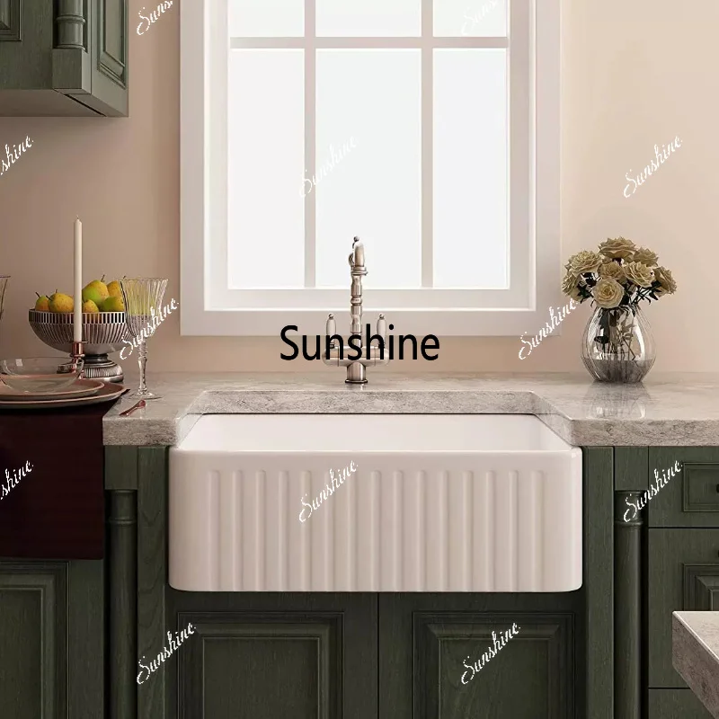 Ceramic sink, kitchen, farmhouse American-style front apron, small apartment
