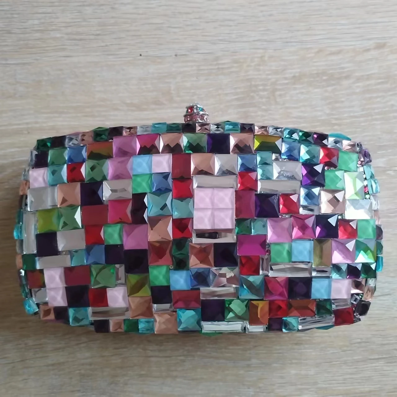 

Lady Cocktail Multi Glass Rhinestones Evening Purse Bags Luxury Crystal Metal Purses And Handbags Wedding Party Gems Clutches