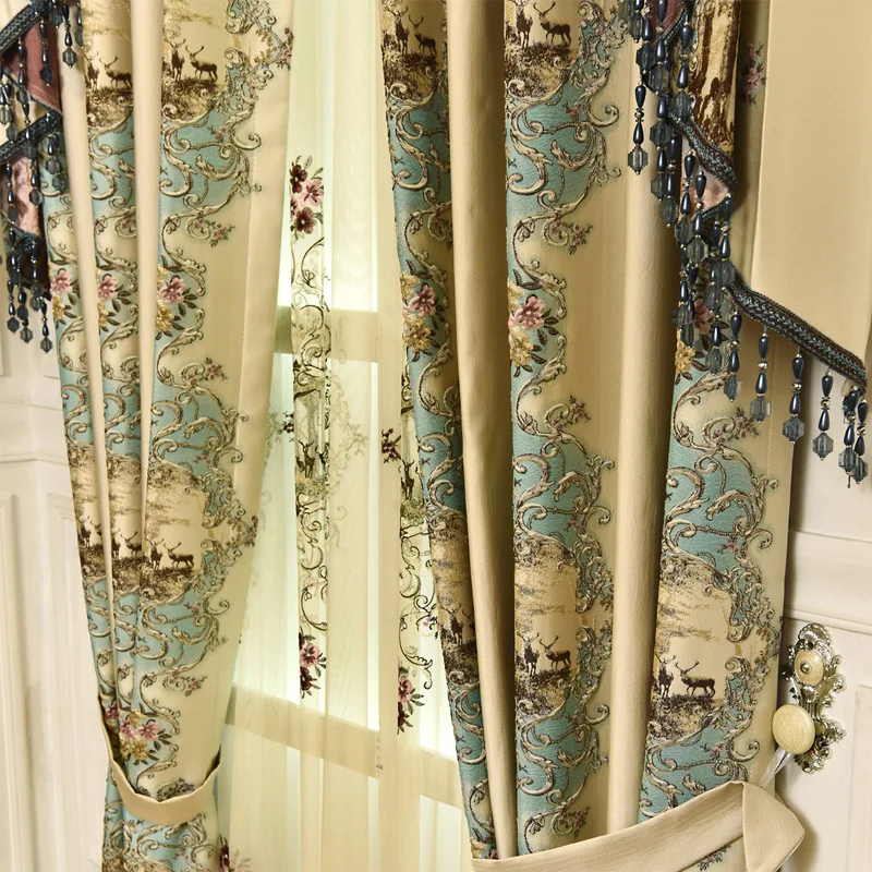 European Style Luxury High Shading Three-dimensional Relief Elegant Fashion Decor Curtains for Living Dining Room Bedroom