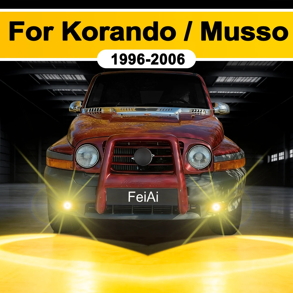 Bombilla LED para faros antiniebla para SsangYong Korando Musso Sport, accesorios 1996-2000 2001 2002 2003 2004 2005 2006, lámpara antiniebla LED amarilla