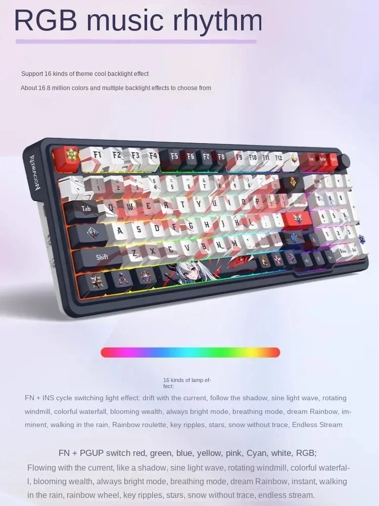 REDRAGON S99 Bluetooth Triple Mode RGB Customized Mechanical Keyboard Full Key Hot Swap  Ergonomic Gasket Keycaps Construct PBT