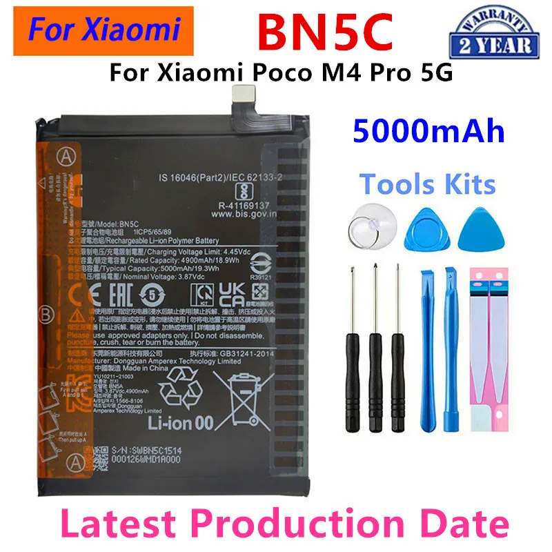 Brand New BN5C 5000mAh Battery For Xiaomi Poco M4 Pro 5G M4pro  Phone Replacement Batteries+Tools