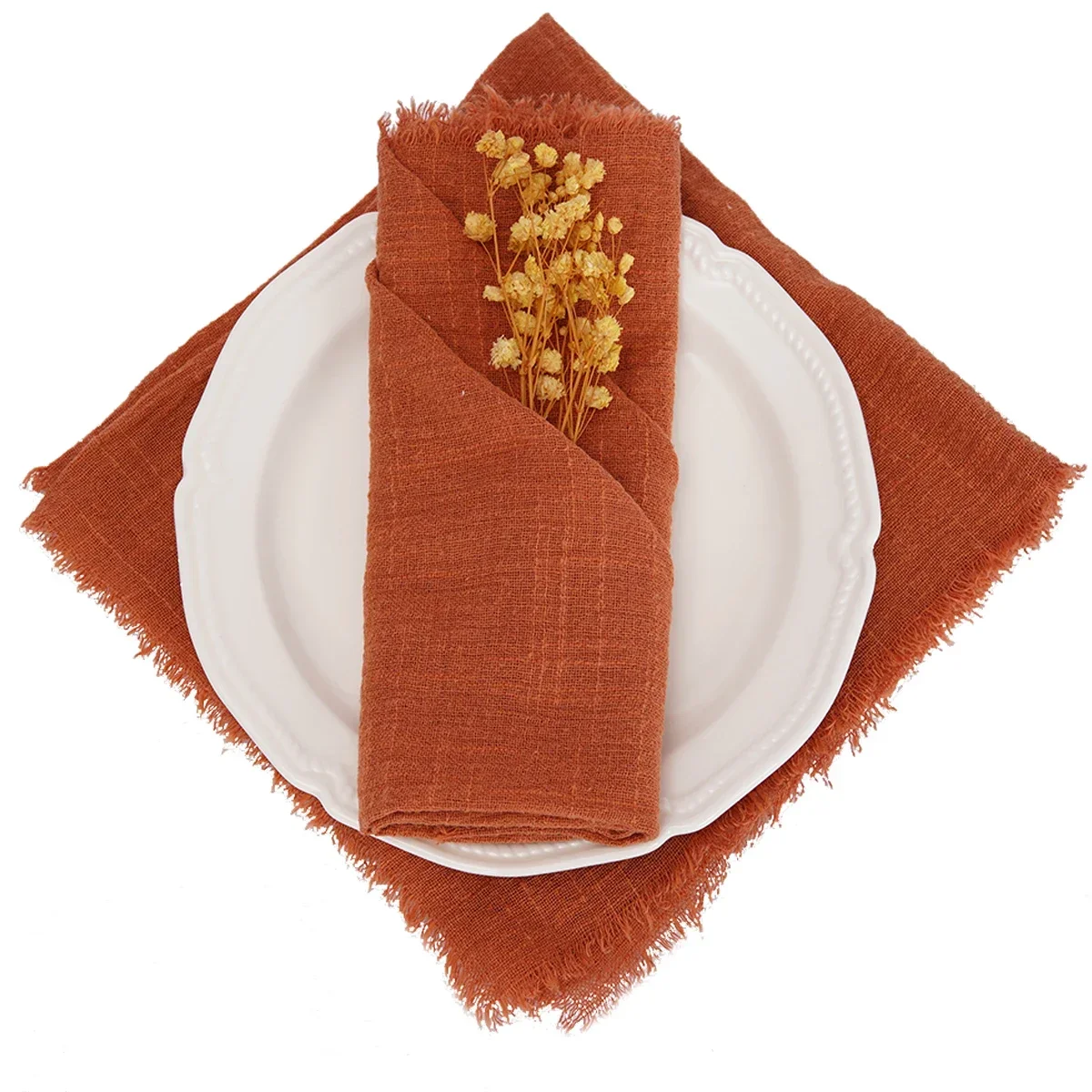 50PCS Retro Gauze Pink Cotton Napkin Wholesale 32x32cm Tea Towel Wedding Party Christmas Table Decor Burrs Napkins