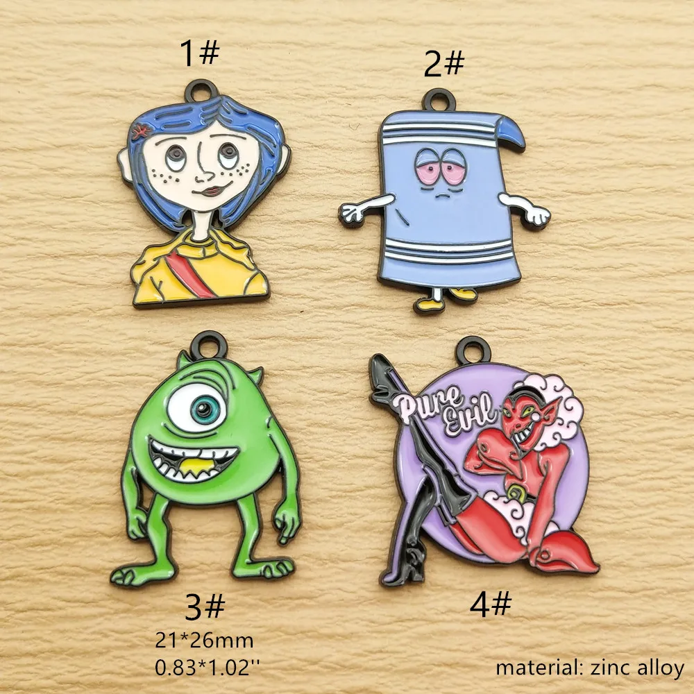 10pcs Cartoon Anime Charm for Jewelry Making Enamel Necklace Bracelet Pendant Diy Accessories Making Alloy Metal Black Plated