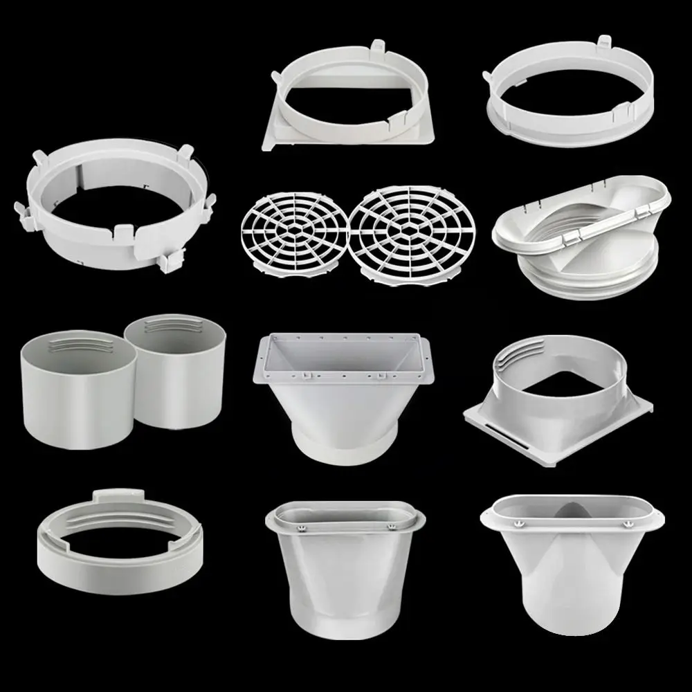ABS Air Conditioner Exhaust Hose Connector Replacement Round/Square Shaped Exhaust Duct Hose Adapter Exhaust Pipe Interface