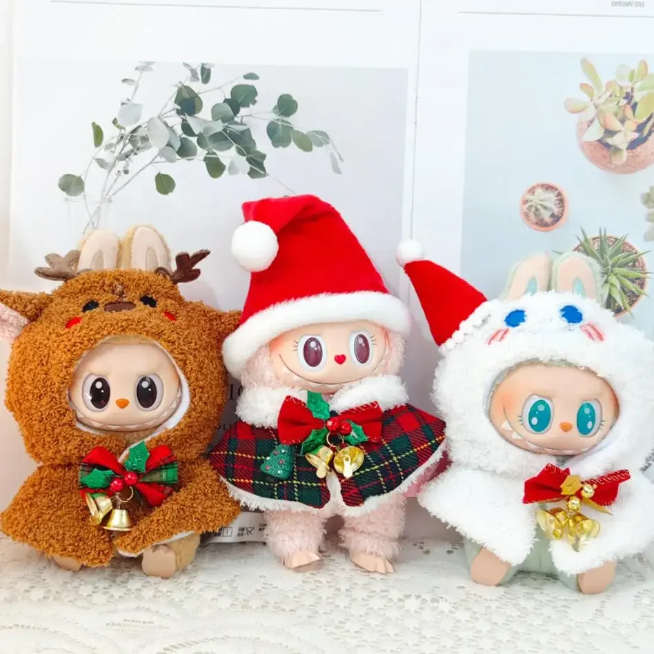 Mini Doll'S Clothes Outfit Accessories For Korea Kpop Exo Labubu Idol V1 V2 Christmas bell deer snowman cape winter Clothing