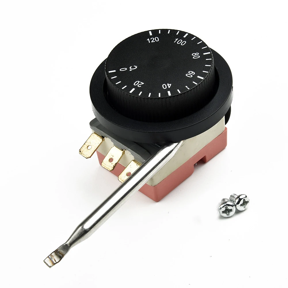 12V 0-120°C Car Electric Fan Capillary Adjustable Thermostat 3 Pin Tempering Switch Temperature Controller Auto Accessories