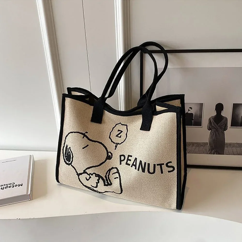 

Snoopy Cartoon Canvas Handbags Kawaii Anime Tote Large Capacity Commuter Bags Fashion Satchel Backpacks Holiday Gift For Friends