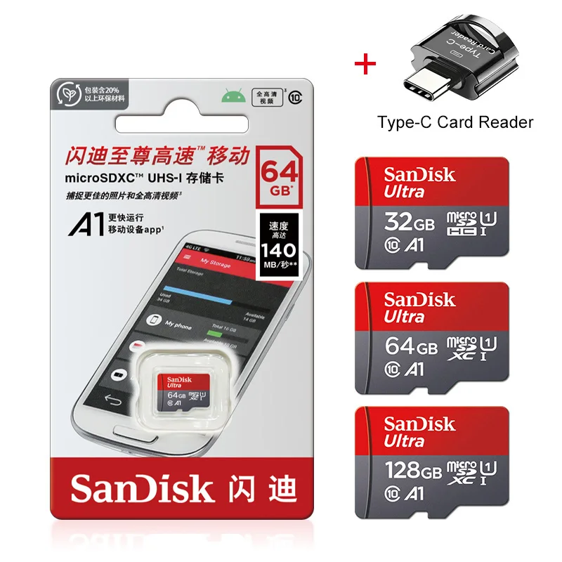Memory card 64 128 256GB Micro TF SD Card 32GB 64GB 128GB 256GB Mini card Flash Class 10 SD card TF Flash Type-C Reader