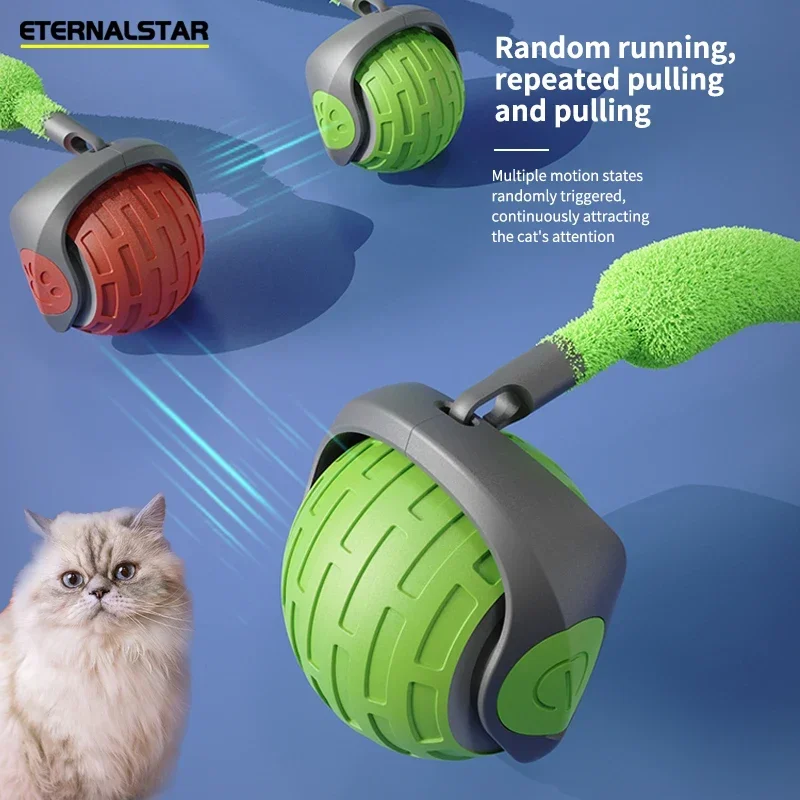 Smart Interactive Cat Toy Ball Automatic Electric Rolling Teaser USB Rechargeable Moving Bouncing Ball for Kitty Birthday Gift